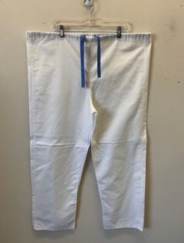 MEDLINE, White, Cotton, Polyester, Drawstring Waist (Drawstrings are Periwinkle), 1 Patch Pocket in Back