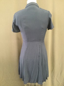 Womens, Dress, Short Sleeve, LULUS, Navy Blue, Rayon, Solid, B: 30, S, W: 26, Shirt Dress, Button Front, Short Sleeves, Collar Attached, Knee Length