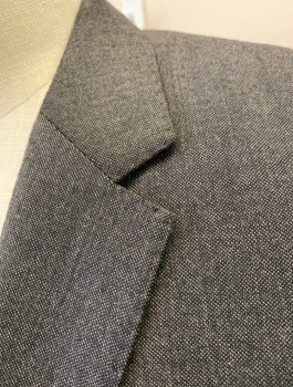 Mens, Sportcoat/Blazer, HUGO BOSS, Charcoal Gray, Brown, Wool, 2 Color Weave, 44R, Single Breasted, Notched Lapel, 2 Buttons, 3 Pockets, Hand Picked Stitching Details, Brown Self Striped Lining