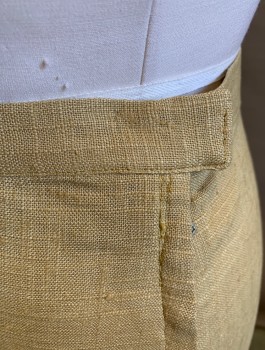 Womens, 1960s Vintage, Suit, Skirt, FOREVER YOUNG, Beige, Linen, Solid, H:39, W:32, Pencil Skirt, 1" Wide Self Waistband, Side Zipper Closure, Knee Length,