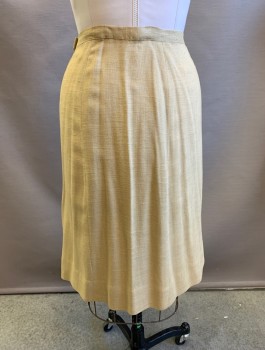 Womens, 1960s Vintage, Suit, Skirt, FOREVER YOUNG, Beige, Linen, Solid, H:39, W:32, Pencil Skirt, 1" Wide Self Waistband, Side Zipper Closure, Knee Length,