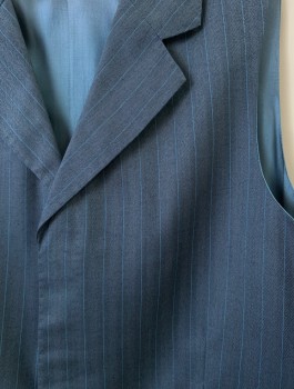 JOHN PERSE, Blue-Gray, Aqua Blue, Wool, Stripes - Vertical , Herringbone, 3 Concealed Buttons, 2 Pocket, Notched Lapel