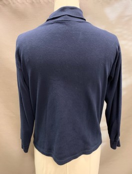 CURRANTS BY JERI JO, Navy Blue, Cotton, Solid, Turtleneck, Jersey, Long Sleeves, Pullover, Rib Knit Neck and Cuffs