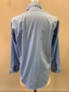 Mens, Formal Shirt, AFTER SIX, Powder Blue, Poly/Cotton, Solid, S:32, N:15, L/S, Button Front, Ruffled Front, Dagger Collar, Ruffles At Cuffs