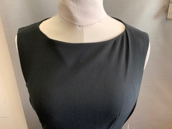 Womens, Dress, Sleeveless, FRENCH CONNECTION, Black, Polyester, Viscose, Solid, 10, Wide Neck, Back Zip, A-line Skirt