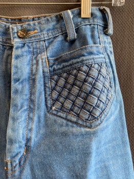 Womens, Jeans, JEAN MACHINE, Lt Blue, Cotton, Solid, W24, 4 Pockets, Zip Fly, Woven Detail At Each Pocket