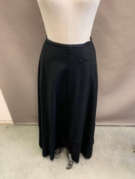 MTO, Black, Wool, Solid, Slight Damage to the Front of Skirt Left CF detail of Over Layer, Band Mid Bottom Detail