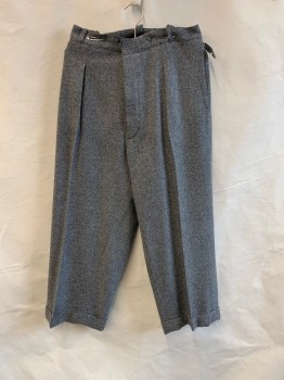 Mens, Pants, NL, Black, Gray, Wool, Zig-Zag , 28/24, Side Pockets, Zip Front, Belted Sides, 1 Back with Flap