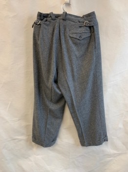 Mens, Pants, NL, Black, Gray, Wool, Zig-Zag , 28/24, Side Pockets, Zip Front, Belted Sides, 1 Back with Flap