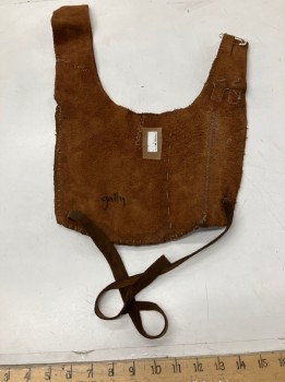Unisex, Sci-Fi/Fantasy Accessory, MTO, Brown, Leather, Small Saddle Bag, Leather Strap Tie, 2 Metal Buckles To Strap To A Belt