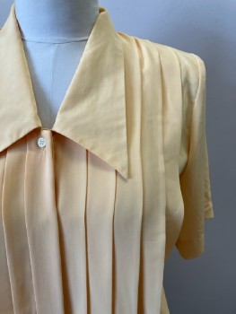 KIRA NEVINS, Yellow, Solid, C.A., B.F., S/S, Pleated Front, Padded Shoulders