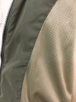 Mens, Casual Jacket, ROUNDTREE & YORKE, Olive Green, Polyester, Nylon, Solid, L, C.A., Zip Front, 2 Pockets,