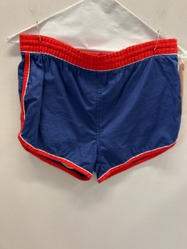 Mens, Swim Suit, ISLANDER, W28, S, Navy with Red & White Trim, Polyester, Elastic Waist Band