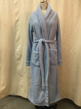 Womens, SPA Robe, LL BEAN, Baby Blue, Synthetic, Solid, XS, Baby Blue, Belt