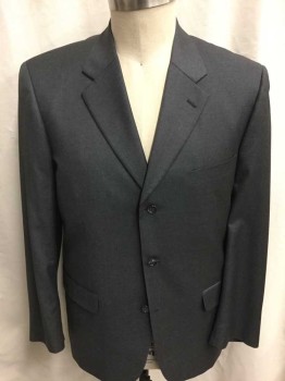 Mens, Suit, Jacket, TASSO ELBA, Gray, Wool, Solid, 41R, Single Breasted, 2 Buttons,  3 Pockets, Notched Lapel,