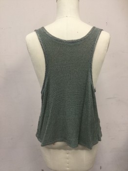 Unisex, Sci-Fi/Fantasy Top, MTO, Sea Foam Green, Cotton, Rayon, Solid, 40, Vertical Ribbed Knit, Tank, Scoop Neck, Deep Arm Holes, Multiples