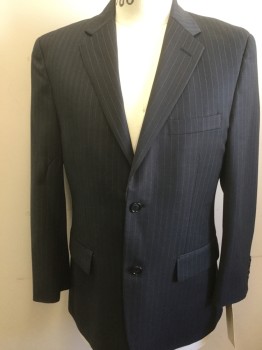 ALFANI, Dk Gray, Lt Gray, Wool, Stripes - Pin, Gray Pinstripe with Self Stripe, 2 Buttons,  Notched Lapel, 3 Pockets,