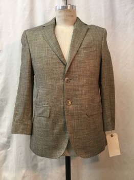 Mens, Sportcoat/Blazer, JIMMY AU'S, Brown, Black, Beige, Viscose, Tweed, 36 S, Notched Lapel, Collar Attached, 2 Buttons,  3 Pockets,