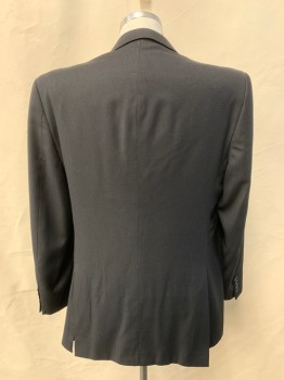 EFFETTI, Black, Gray, Wool, Stripes - Pin, Black with Gray Pin Stripe, Single Breasted, Collar Attached, Notched Lapel, 2 Buttons,  3 Pockets