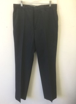 Mens, Suit, Pants, N/L, Navy Blue, Lt Gray, Wool, Stripes - Pin, Ins:31, W:32, Navy with Light Gray Pinstripes, Flat Front, Straight Leg, Zip Fly, 4 Pockets