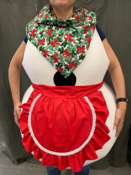 Unisex, Walkabout, MTO, White, Red, Green, Black, Foam, SNOW WOMAN: White Felt Over Foam 2 Tier Snow Body, Red Cotton Apron, Green/Red/White Mistletoe Neckerchief, 2 Arm Holes, 1 Head Hole, 1 Body Hole at Base, Christmas