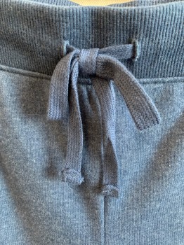 Womens, Shorts, COLSIE, Blue-Gray, Cotton, Polyester, Heathered, L, 2" Ribbed Knit Elastic Waistband with D-string, 2 Side Pockets