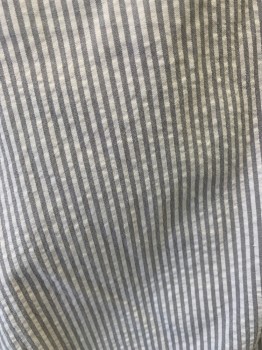 JOS A BANKS, Gray, White, Cotton, Stripes - Vertical , Sear Sucker, Flat Front, 4 Pockets,