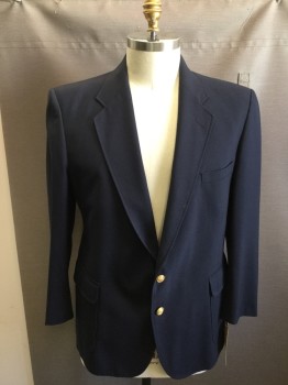 Mens, Sportcoat/Blazer, ARNOLD PALMER, Navy Blue, Wool, Solid, 48 R, 2 Buttons,  Notched Lapel, 3 Pockets,