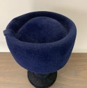 PEACHBLOOM VELOUR, Navy Blue, Solid, Fur Felt, Bumper Hat, Little Self Bow with Brown Plastic Ring,