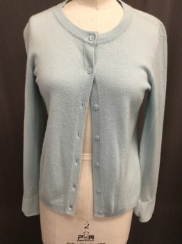 Womens, Cardigan Sweater, BLOOMINGDALES, Aqua Blue, Cashmere, Solid, S, Crew Neck, Button Front,