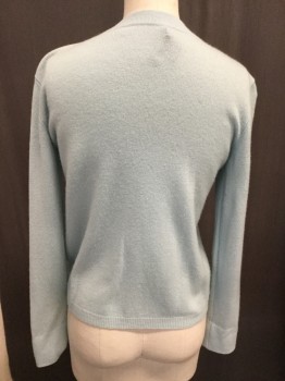 Womens, Cardigan Sweater, BLOOMINGDALES, Aqua Blue, Cashmere, Solid, S, Crew Neck, Button Front,