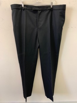 Mens, Suit, Pants, NO LABEL, Black, Wool, Solid, 46/31, F.F, Side Pockets, Zip Front,