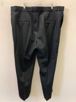 Mens, Suit, Pants, NO LABEL, Black, Wool, Solid, 46/31, F.F, Side Pockets, Zip Front,