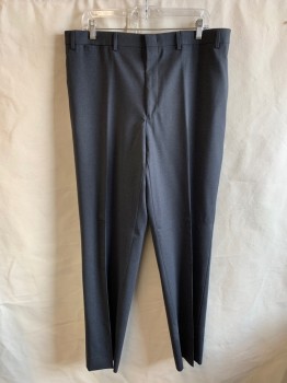 RALPH LAUREN, Charcoal Gray, Wool, Heathered, Zip Front, Hook Closure, 5 Pockets, F.F, Creased Front