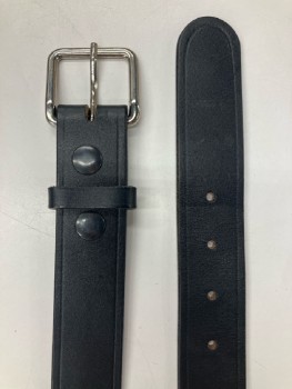 Unisex, Fire/Police Belt, N/L, 38, Black, Leather, Silver Open Buckle