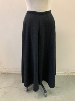 NL, Black, Wool, Silk, Solid, Full Length , Boucle ,center Pleat . Satin Panels on Sides