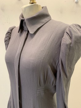 Costume Co Op, Medium Gray, Cotton, Solid, Made To Order, Button Front, 18 Buttons, C.A., L/S,  Shoulder Pads, 2 Hooks at Neck