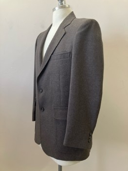 Mens, Jacket, ACTION MASTER, 42R, Heather Brown, Solid, C.A., Notched Lapel, B.F., 3 Pockets, Back Vent