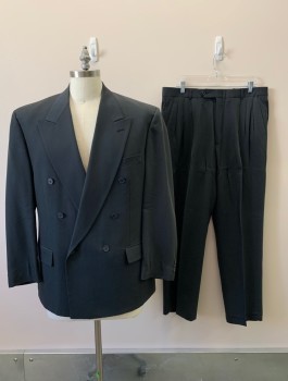 Mens, Suit, Jacket, TALLIA UOMO, Graphite Gray, Wool, Solid, 6 Buttons, Single Breasted, Notched Lapel, 3 Pockets,