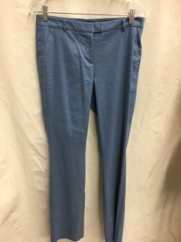 Womens, Suit, Pants, RW & CO., Dusty Blue, Linen, Polyester, Solid, 6, Flat Front,