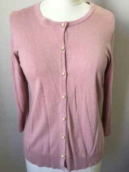 Womens, Sweater, 7TH AVE DESIGN STUDI, Dusty Rose Pink, Cotton, Rayon, Solid, XL, Long Sleeves, Gold Buttons