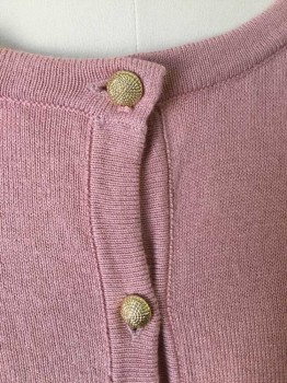 7TH AVE DESIGN STUDI, Dusty Rose Pink, Cotton, Rayon, Solid, Long Sleeves, Gold Buttons