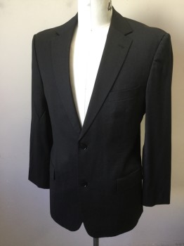 BOSS, Charcoal Gray, Wool, Heathered, Jacket -  2 Button Single Breasted, 3 Pockets, 2 Slits at Back