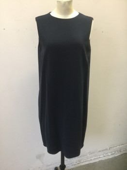 Womens, Dress, Sleeveless, THEORY, Black, Acetate, Polyester, Solid, 4, Sleeveless, Round Neck, Shift Dress, Hem Above Knee, Invisible Zipper at Center Back