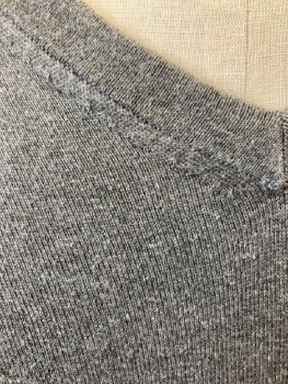 Mens, Pullover Sweater, BANANA REPUBLIC, Medium Gray, Silk, Cotton, Solid, M, Jersey Knit, V-neck, L/S