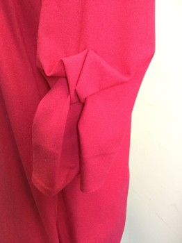 Womens, Dress, Long & 3/4 Sleeve, COS, Cranberry Red, Wool, Spandex, Solid, 10, Scoop Neck, 3/4 Sleeves, Origami Fold at Cuff, 2 Pockets, Knee Length, Zip Back