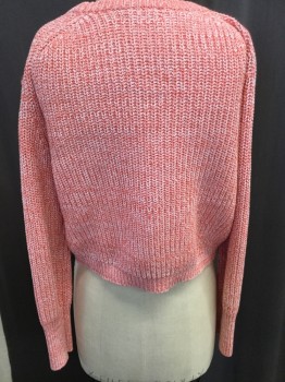 Womens, Pullover, AMERICAN APPAREL, Coral Orange, White, Cotton, Acrylic, Solid, S, Crew Neck, Short, Heathered Coral