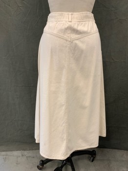 Womens, Skirt, HAGGAR, Off White, Cotton, Solid, W:30, Pleated Front, Button Front, 2 Pockets, Back Yoke, Belt Loops,