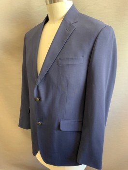Mens, Sportcoat/Blazer, ROBERT GRAHAM, Navy Blue, Wool, Solid, 42R, Single Breasted, Notched Lapel, 2 Buttons, 3 Pockets, Very Colorful Paisley Silk Lining