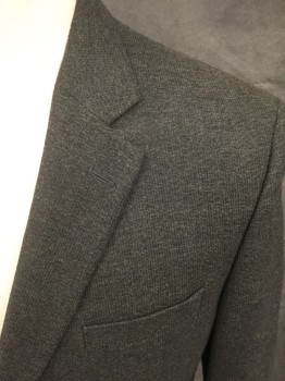 Mens, Sportcoat/Blazer, JIMMY AU, Dk Green, Black, Wool, 2 Color Weave, 44S, Shadow Stripe, Single Breasted, Collar Attached, Notched Lapel, 3 Pockets, Long Sleeves